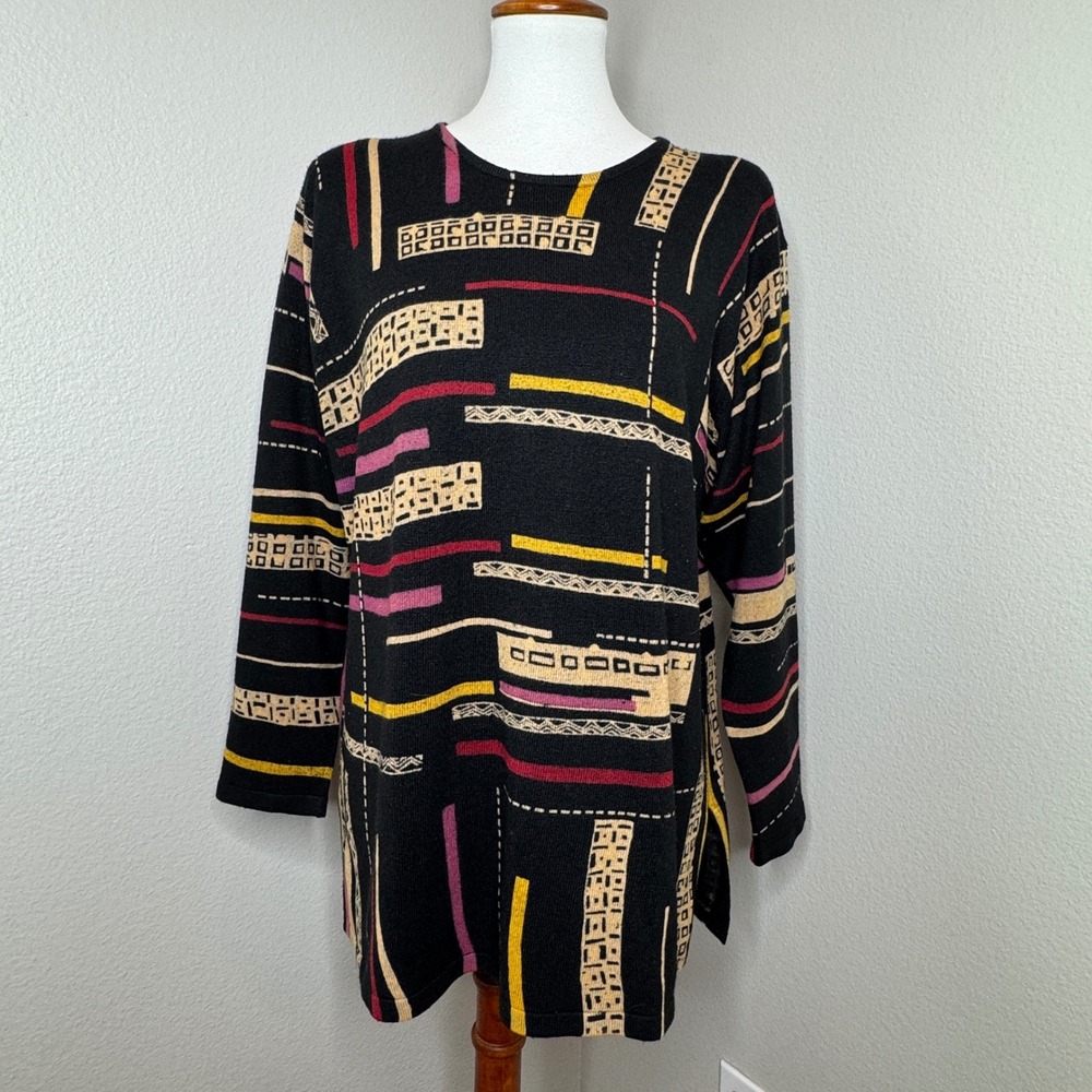VTG In-Knit Artsy Sweater Tunic XL Art to Wear Colorful‎ Vintage Lagenlook